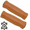 VELO Poignées De Guidon Vélo En Cuir Véritable Marron 1 VELO Poignées De Guidon Vélo En Cuir Véritable Marron -Remorques vélo Soldes poignees de guidon velo en cuir veritable marron full