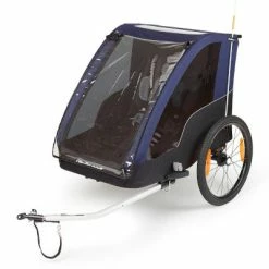 Remorque Vélo Enfant 2 Places Pliable Avec Suspension Polisport